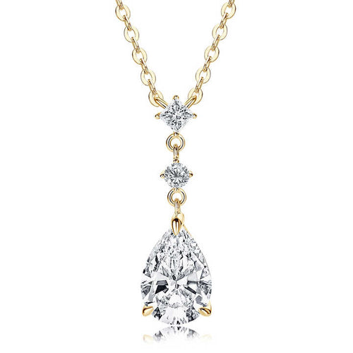 Moissanite Pendant Necklace with 2.0 Carat Pear-Cut Stone