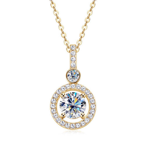 Moissanite Pendant Necklace – 1.0ct Round Brilliant Cut