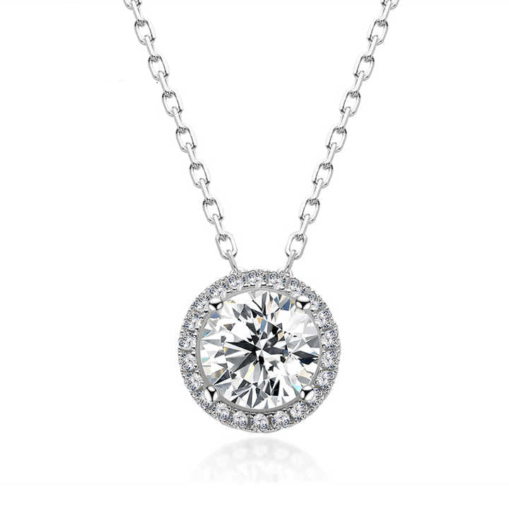 Moissanite Halo Pendant Necklace