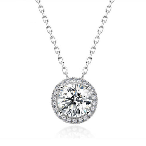 Moissanite Halo Pendant Necklace