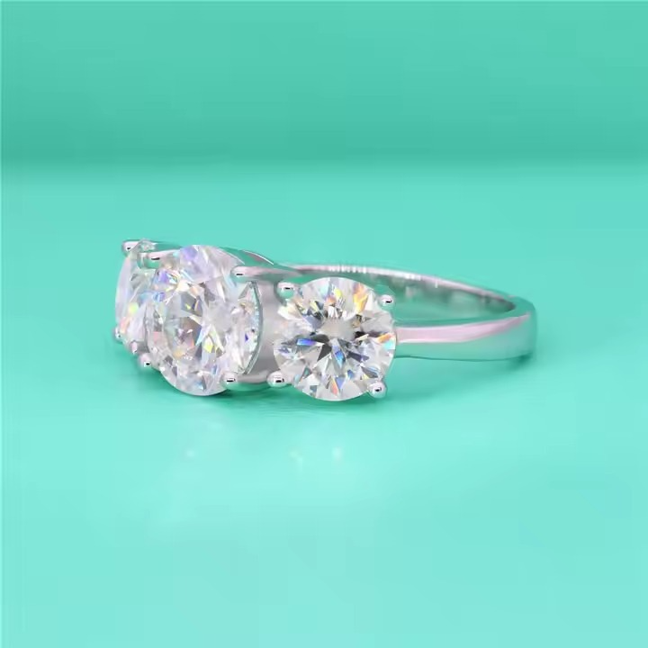 Three-Stone Moissanite Engagement Ring