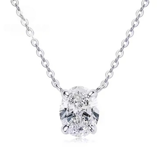 Moissanite Pendant Necklace with 2.0 Carat Oval-Cut Stone