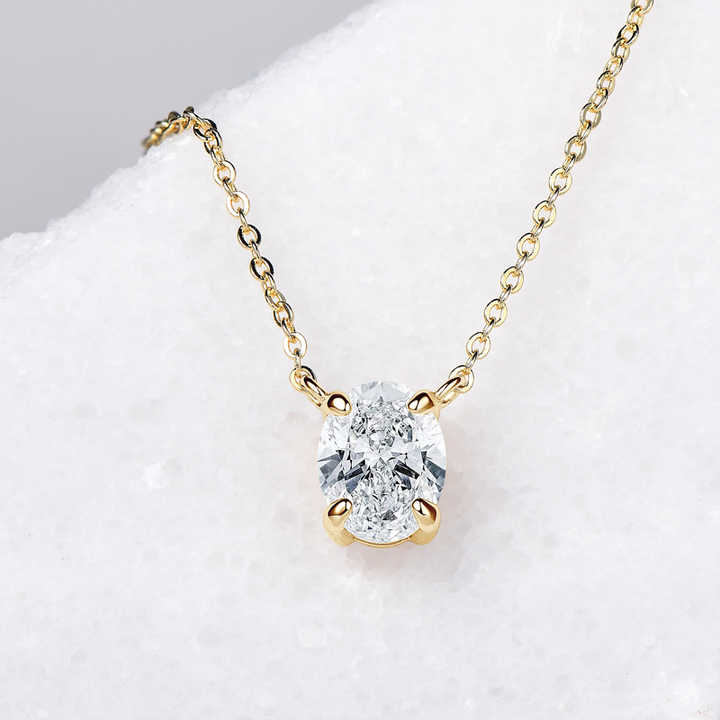 Moissanite Pendant Necklace with 2.0 Carat Oval-Cut Stone
