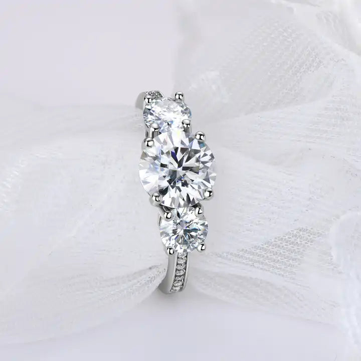 2 Carat Moissanite Three-Stone Ring - Elegant Design