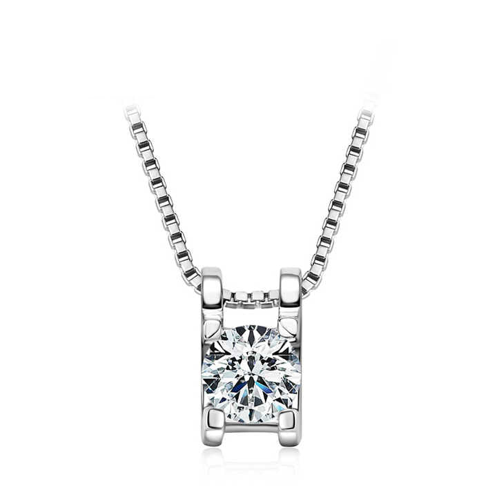 Moissanite Pendant Necklace with 0.5 Carat Round Brilliant-Cut Stone