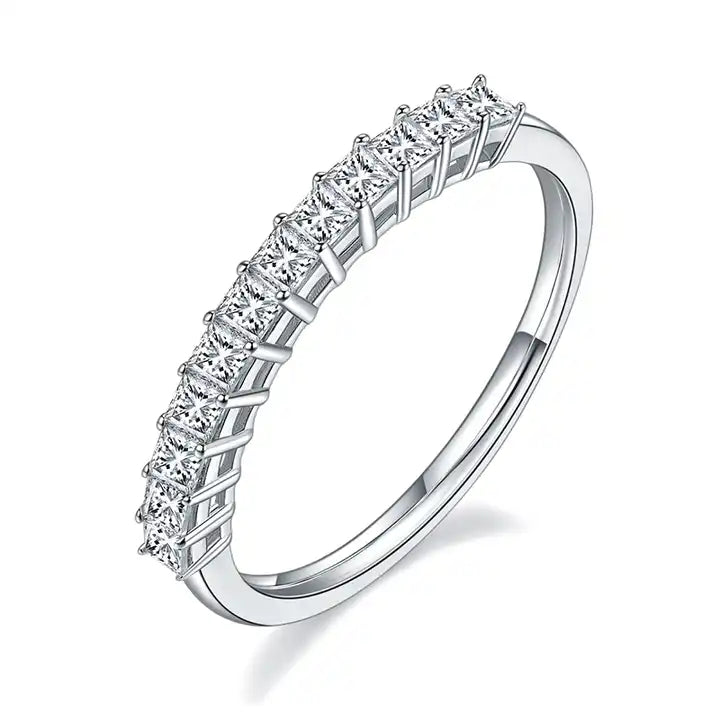 GRA-Certified Princess Cut Moissanite Half Eternity Band