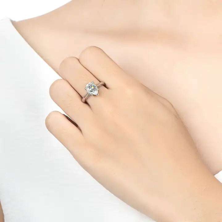 2 Carat Moissanite Engagement Ring - Pear Cut