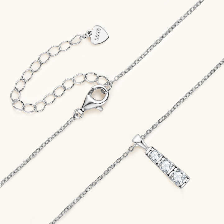 Moissanite Three-Stone Bar Pendant Necklace