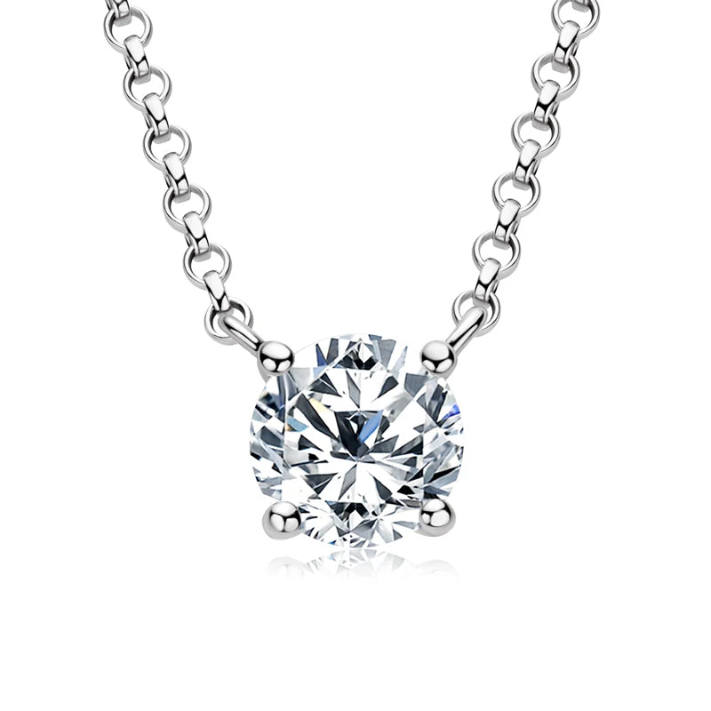 Solitaire Moissanite Pendant Necklace – 1CT, 2CT, or 3CT