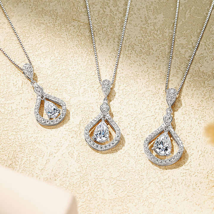 Droplet Moissanite Pendant Necklace – 1.0ct, 1.5ct, or 2.0ct D Color