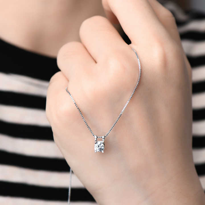 Moissanite Pendant Necklace with 0.5 Carat Round Brilliant-Cut Stone
