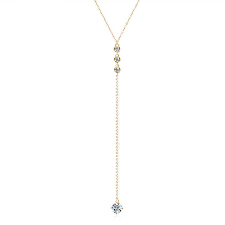 Moissanite Y-Shaped Pendant Necklace with 1.0 Carat Round Brilliant-Cut Stone