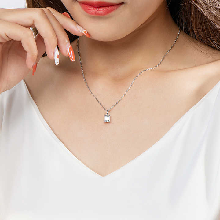 Moissanite Emerald Cut Pendant Necklace