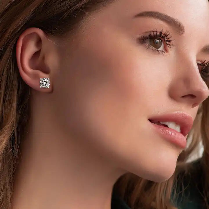 Moissanite Stud Round Brilliant Cut Earrings