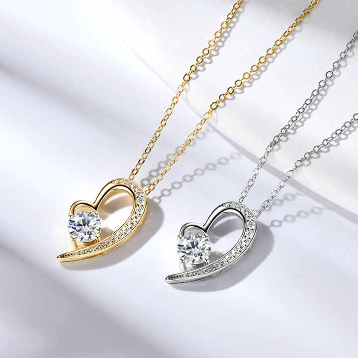 Heart-Shaped Moissanite Pendant Necklace – 1 Carat, Romantic Design