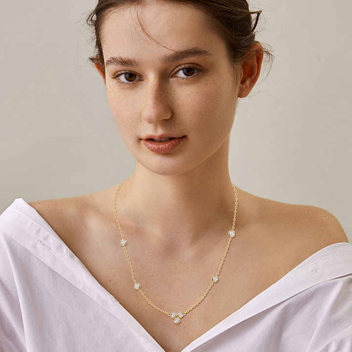 Gold-Plated Moissanite Pendant Necklace – 0.7CTW Round Cut