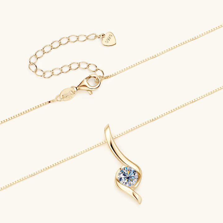 Moissanite Twist Pendant Necklace with 1.0 Carat D Color Round Brilliant-Cut Stone
