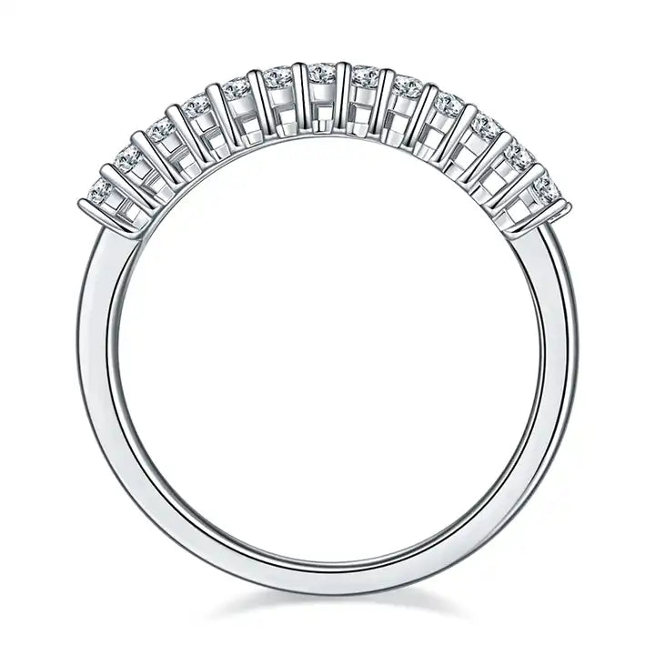 1.0ct Emerald Cut Moissanite Half Eternity Band - D Color