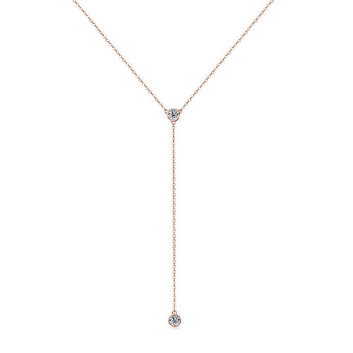 Moissanite Y-Shaped Pendant Necklace with 4mm Round Brilliant-Cut Stone