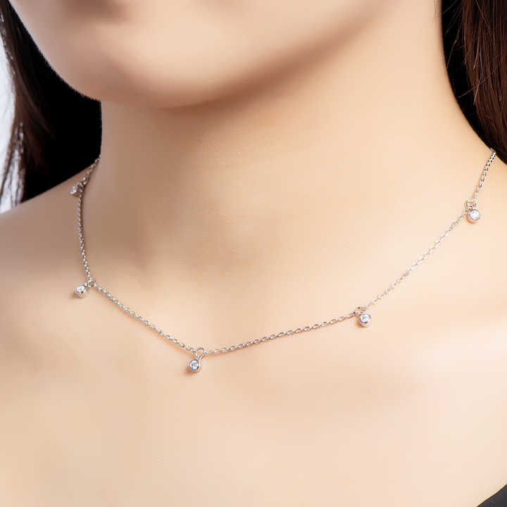 Moissanite Charm Choker Necklace – 0.3 Carat Round Cut