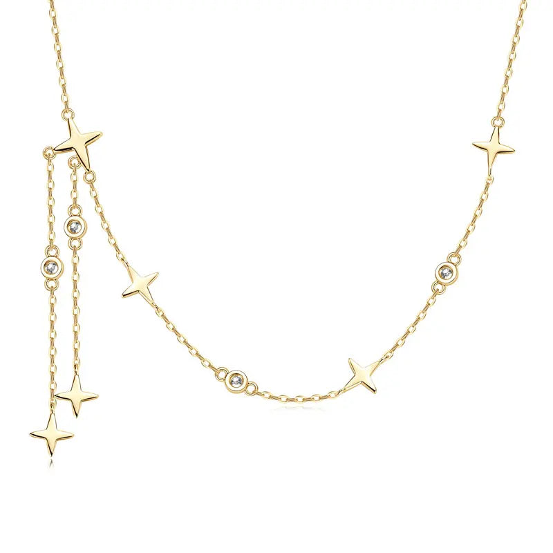Star-Shaped Moissanite Fringe Necklace – 0.24 Carat Round Cut
