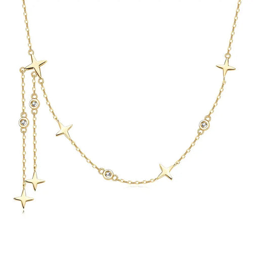 Star-Shaped Moissanite Fringe Necklace – 0.24 Carat Round Cut