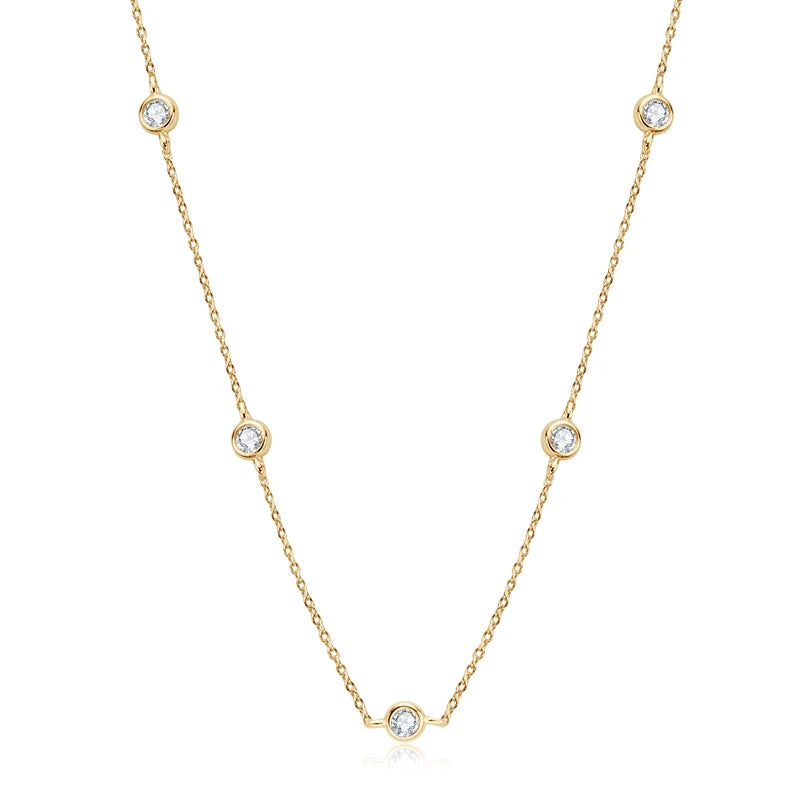 Multilayer Moissanite Bezel Choker Necklace – 4mm Round Cut