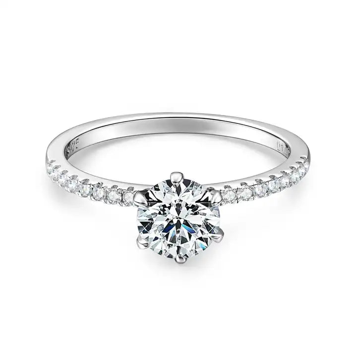 GRA-Certified 1CT Moissanite Engagement Ring - 6.5mm Solitaire