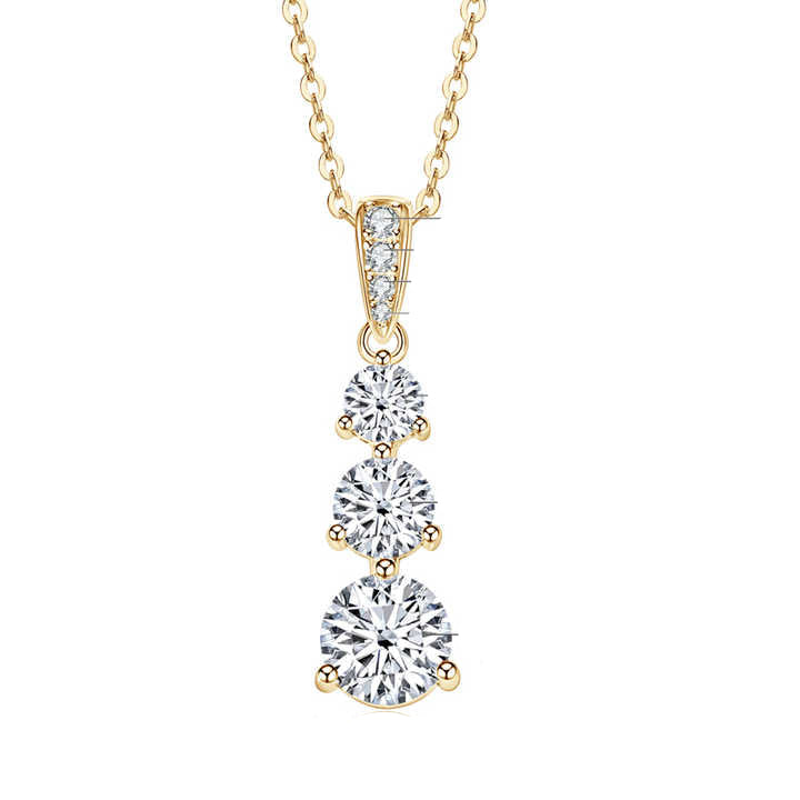 Ladies' Three-Stone Moissanite Pendant Necklace – 1.85CT