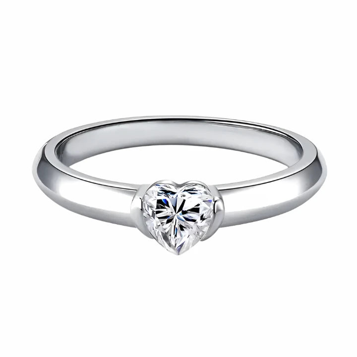 0.5ct Heart-Shaped Moissanite Solitaire Ring - Romantic Engagement Design