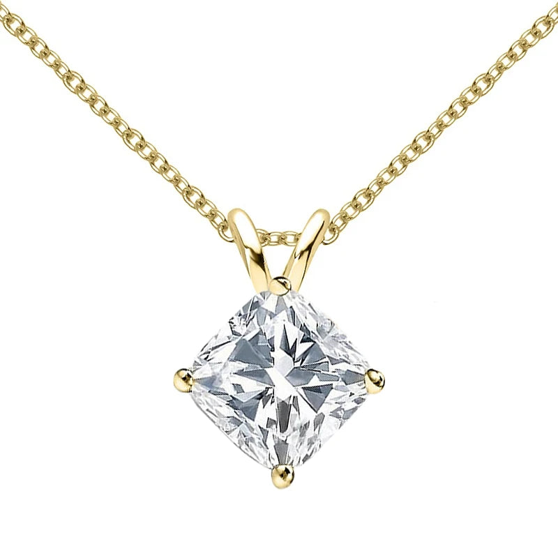 Moissanite Cushion Cut Pendant Necklace with 1.0 Carat D Color Stone