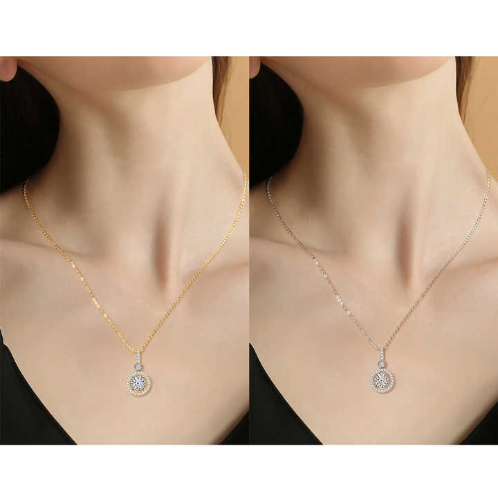 Moissanite Pendant Necklace – 1.0ct Round Brilliant Cut