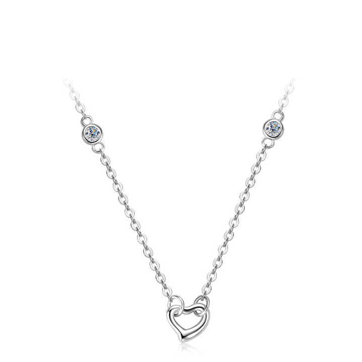 2mm D Color Moissanite Bezel Heart Pendant Necklace – Rose Gold