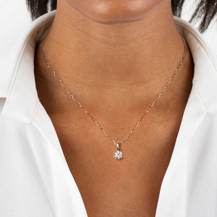 Moissanite Crown Pendant Necklace with 1.0 Carat Round Brilliant-Cut Stone