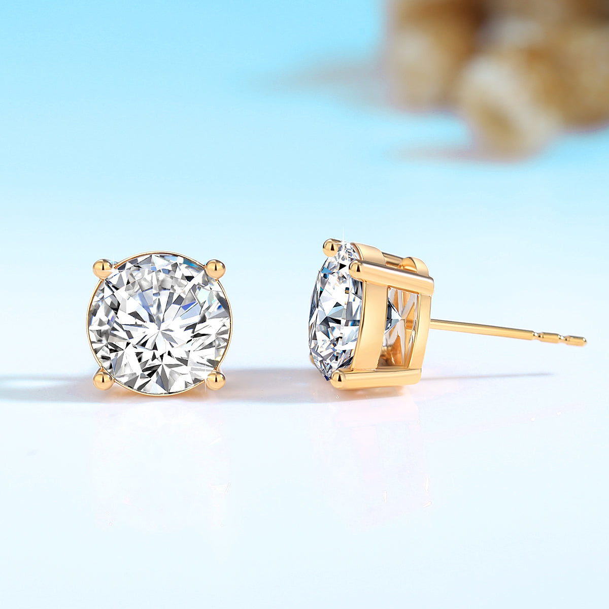 Moissanite Stud Round Brilliant Cut Earrings