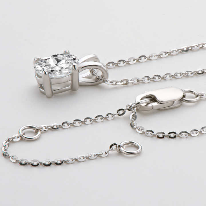 Moissanite Solitaire Pendant Necklace with 1ct Oval Cut