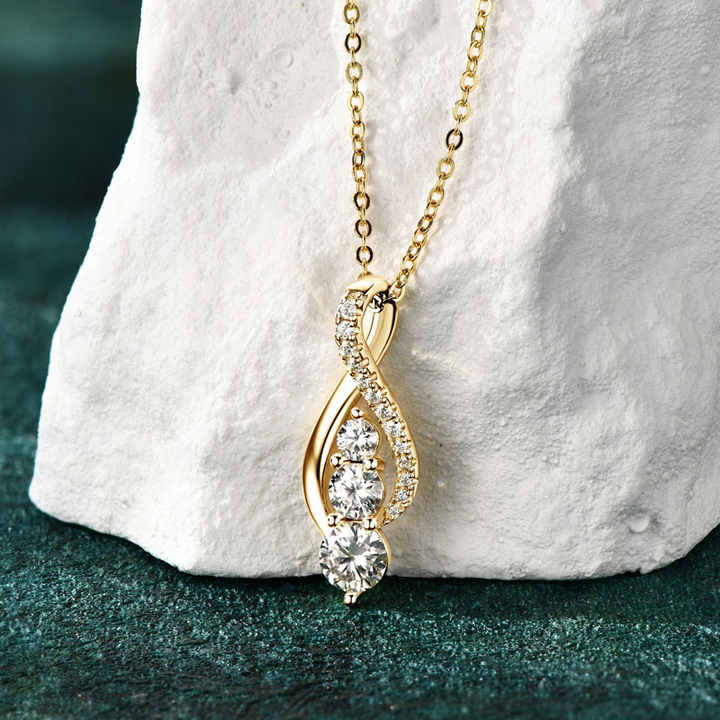 Infinity Moissanite Pendant Necklace – 1.0ct Round Brilliant Cut