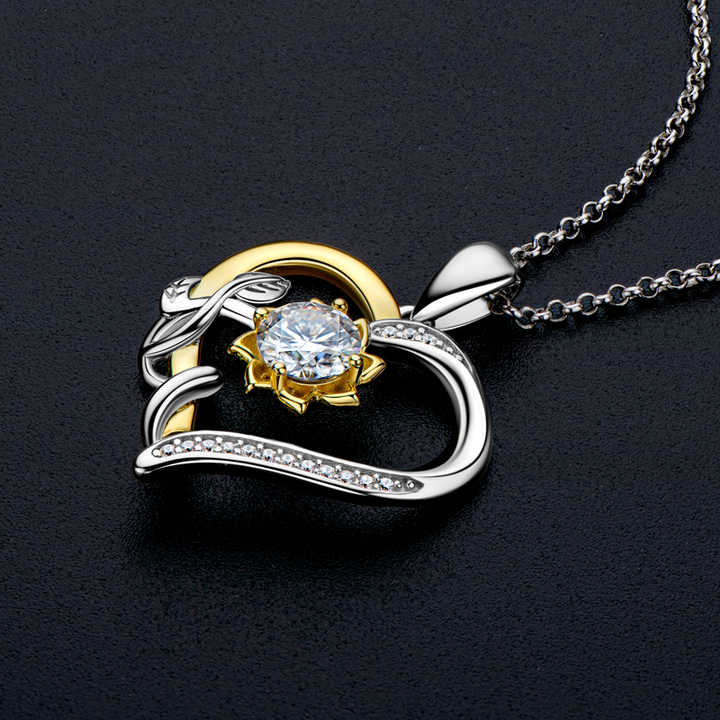 Moissanite Sunflower Heart Pendant Necklace