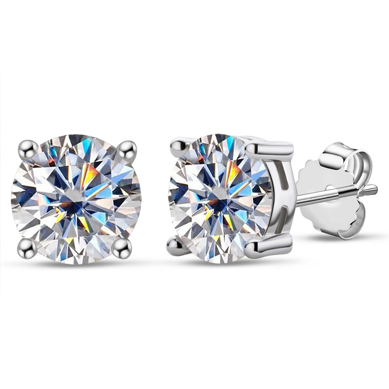 Moissanite Stud Round Brilliant Cut Earrings