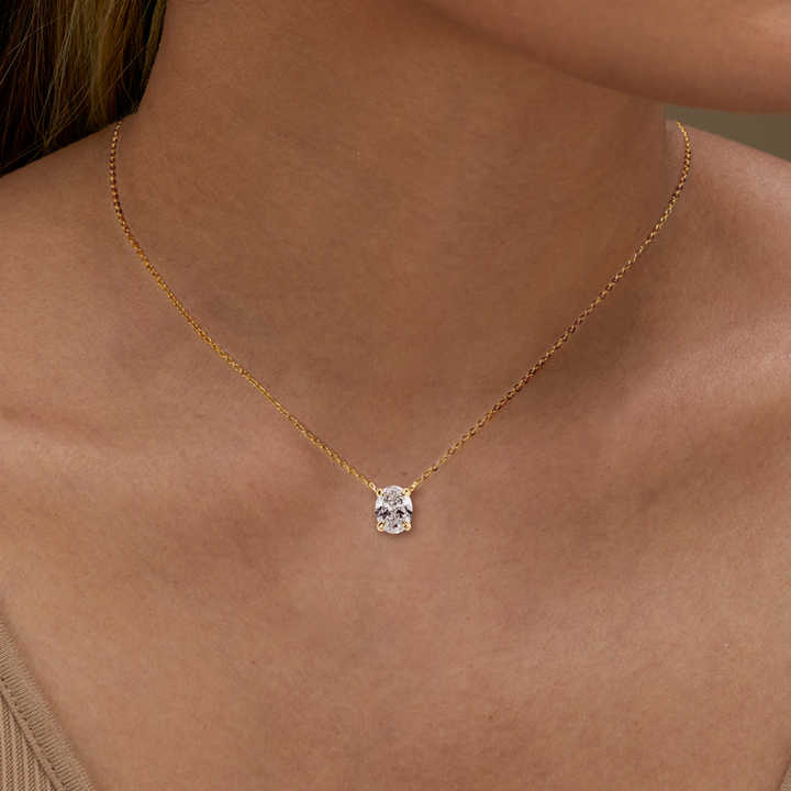 Moissanite Pendant Necklace with 2.0 Carat Oval-Cut Stone