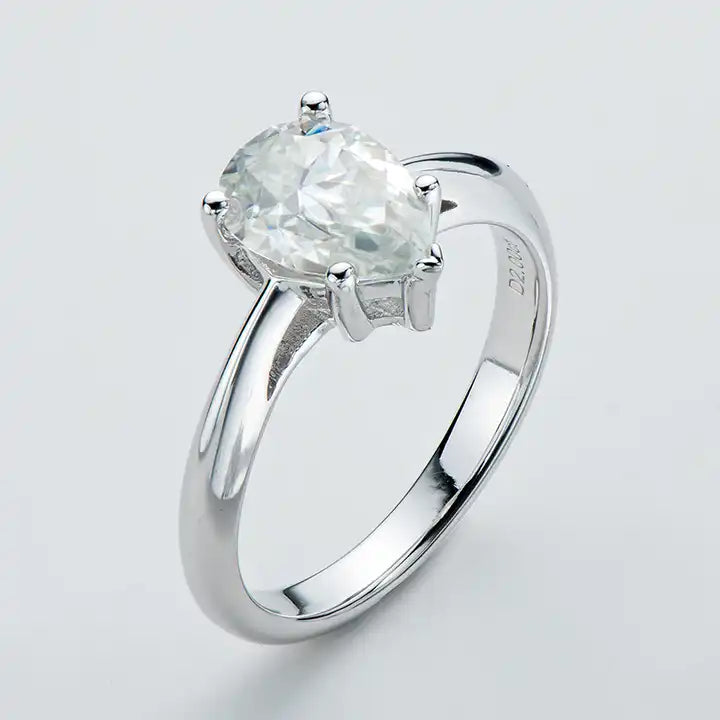 2 Carat Moissanite Engagement Ring - Pear Cut