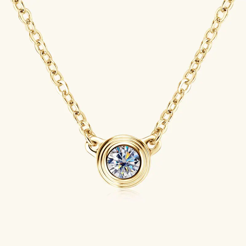 Classic Style Necklace with 3mm VVS1 Moissanite – Available in White, Yellow, and Rose Gold Plating