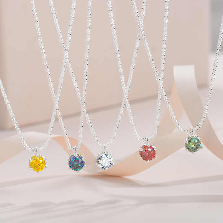 Moissanite Pendant Necklace with 1.0 Carat D Color Round Brilliant-Cut Stone