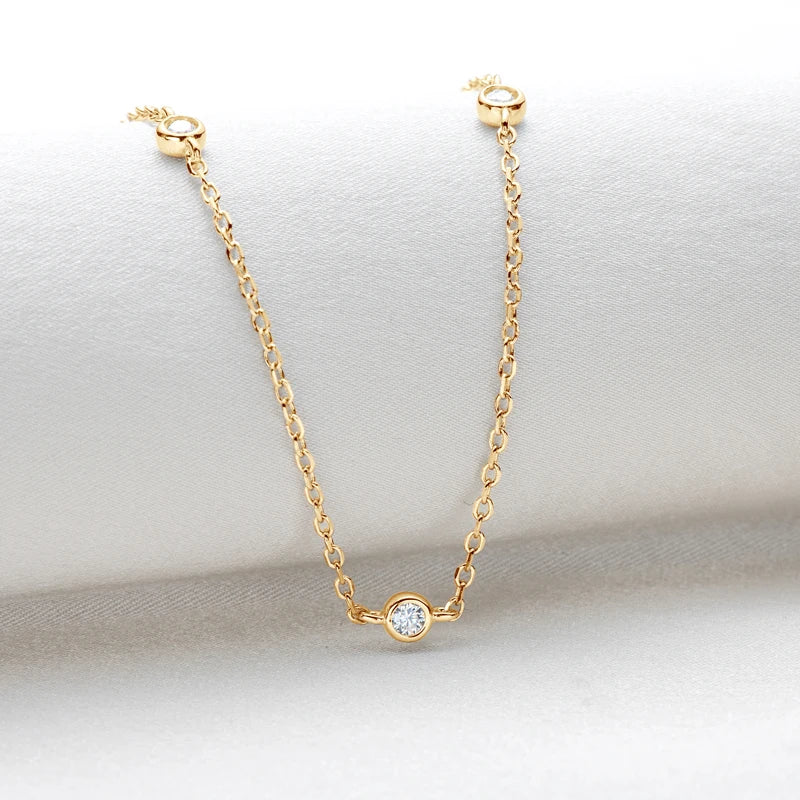 Elegant Moissanite Bezel Chain Tennis Necklace – 2.5mm Round Cut, 0.06ct