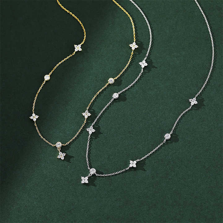 Four-Leaf Clover Moissanite Pendant Necklace