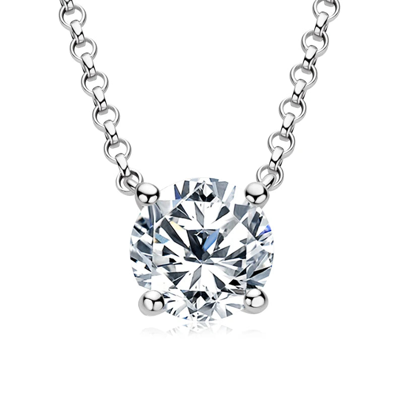 Solitaire Moissanite Pendant Necklace – 1CT, 2CT, or 3CT