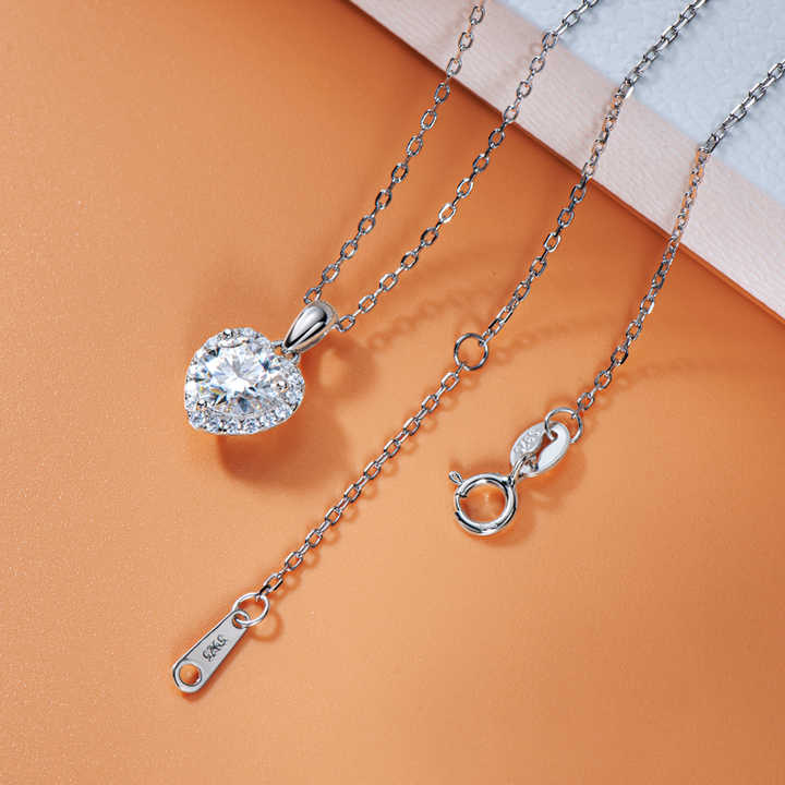 Heart Pendant Necklace with 1.0ct Moissanite – Romantic Wedding Gift