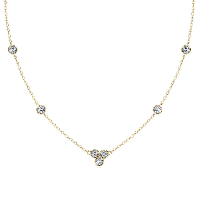 Gold-Plated Moissanite Pendant Necklace – 0.7CTW Round Cut