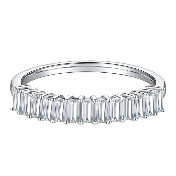1.0ct Emerald Cut Moissanite Half Eternity Band - D Color