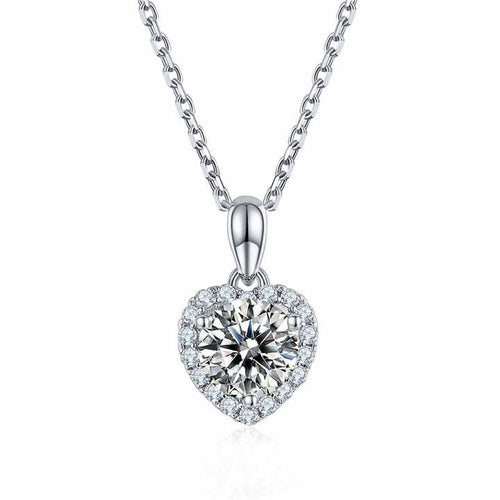 Heart Pendant Necklace with 1.0ct Moissanite – Romantic Wedding Gift